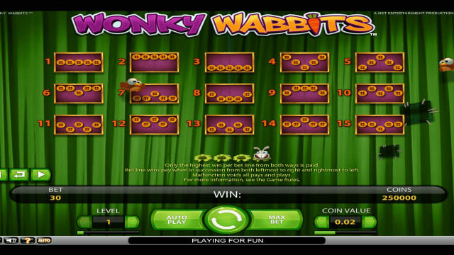 Игровой интерфейс Wonky Wabbits 5