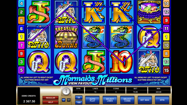 Игровой интерфейс Mermaids Millions 6